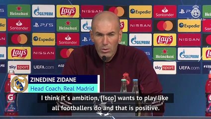 Zidane not worried by Isco's grumbles over lack of playing time