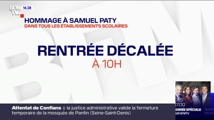 La rentrée scolaire du 2 novembre est décalée à 10h pour l'hommage à Samuel Paty