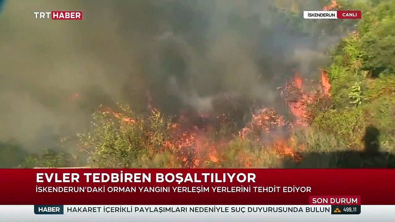 İskenderun'daki yangınında canlı yayında zor anlar