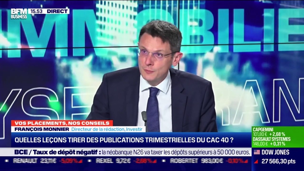 François Monnier (Investir) : quelles leçons tirer des publications trimestrielles du CAC 40 ? - 27/10