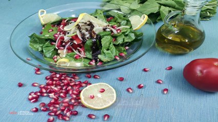 سلطة الجرجير بدبس الرمان والليمون