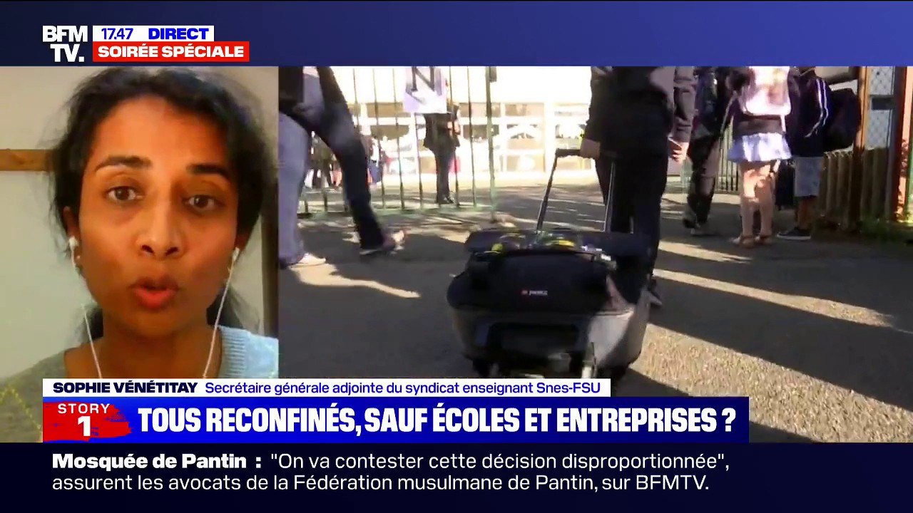 Pour Sophie Vénétitay (Snes-FSU), si les écoles restent ouvertes, "il va falloir renforcer le protocole sanitaire"