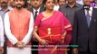 Nirmala Sitharaman Carries Red & Gold Bahi Khata, Breaks From ‘Briefcase Tradition