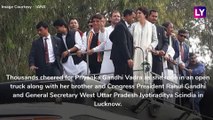 Priyanka Gandhi Marks Political Debut With Mega Roadshow in Lucknow With Rahul, Jyotiraditya Scindia