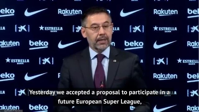 Outgoing president Bartomeu wants Barcelona in European Super League