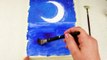 Moonlihgt Landscape Acrylic Painting on Canvas Step by Step｜Satisfying