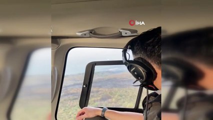 Bakan Pakdemirli helikopterle yangın bölgesini inceledi
