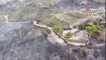 Hatay'da yanan alanlar havadan görüntülendi