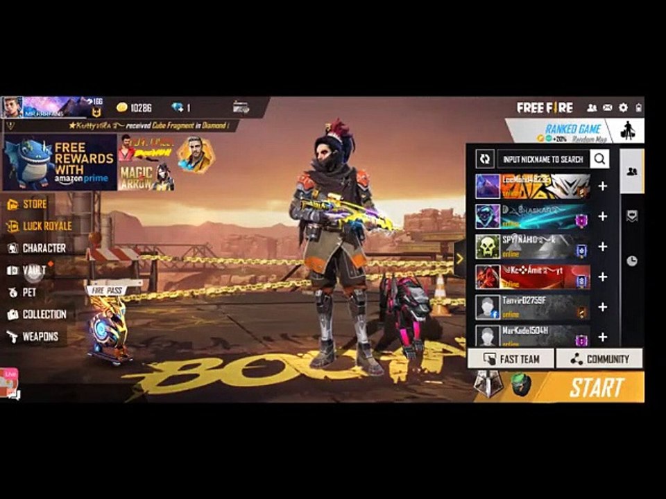 Play Rank Match With Unknown on Free fire live Bangla Rocky Gamer Tube
