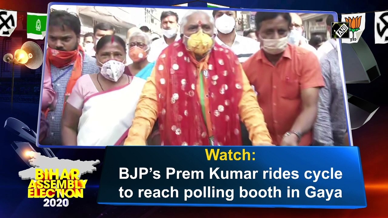 Bihar Polls: BJP’s Prem Kumar rides cycle to polling booth in Gaya