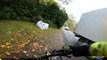 This video shows the hair-raising moment Buxton pensioner cyclist Alan Thompson avoids death while crashing into a van which was on the wrong side of the road overtaking on a bend