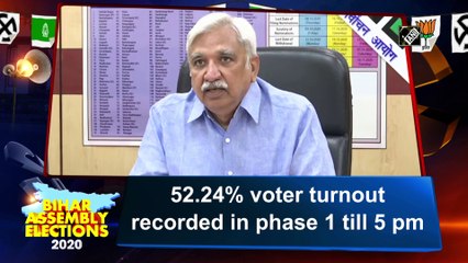 Descargar video: Bihar polls: 52.24% voter turnout recorded in phase 1 till 5 pm