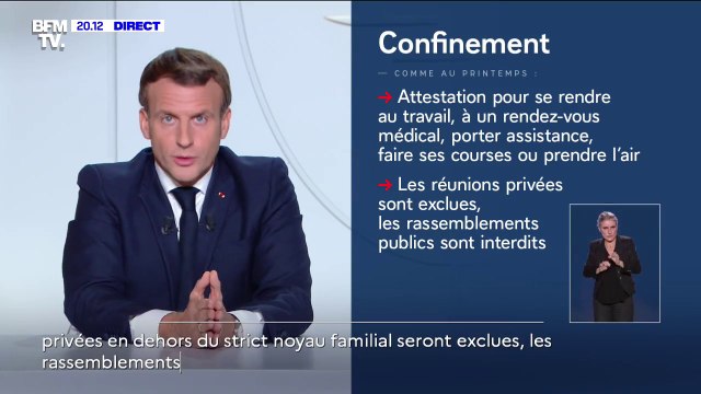 Emmanuel Macron: Vous pourrez sortir de chez vous uniquement pour travailler, vous rendre à un rendez-vous médical, pour porter assistance à un proche, faire vos courses essentielles