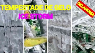 CAI FORTE TEMPESTADE DE GELO NA CIDADE DE OKLAHOMA - STRONG ICE STORM IN THE CITY OF OKLAHOMA