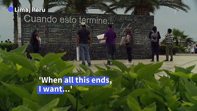 Peruvians pen post-pandemic dreams on 'walls of hope'