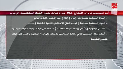 أبرز تصريحات وزير الدفاع خلال زيارة قوات شرق القناة لمكافحة الإرهاب