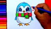 How to draw a cute penguin | Zed cute drawings