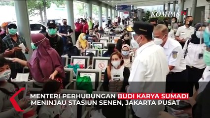 Menhub Budi Karya Sumadi Cek Protokol Kesehatan di Stasiun Senen