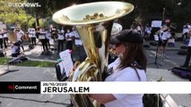 Israel Philharmonic Orchestra performs outside Knesset to protest COVID-19 lockdown measures