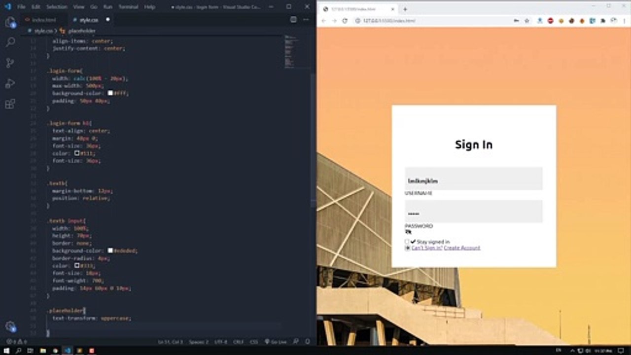 Awesome Login Form Using HTML CSS & Javascript