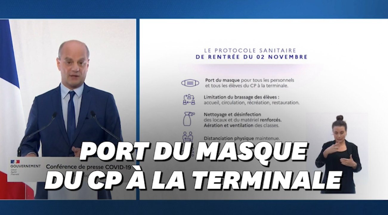 Reconfinement: Blanquer annonce le protocole sanitaire dans les écoles de la rentrée du 2 novembre