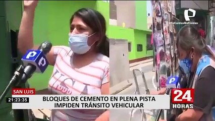 San Luis: bloques de cemento en plena pista impiden el libre tránsito