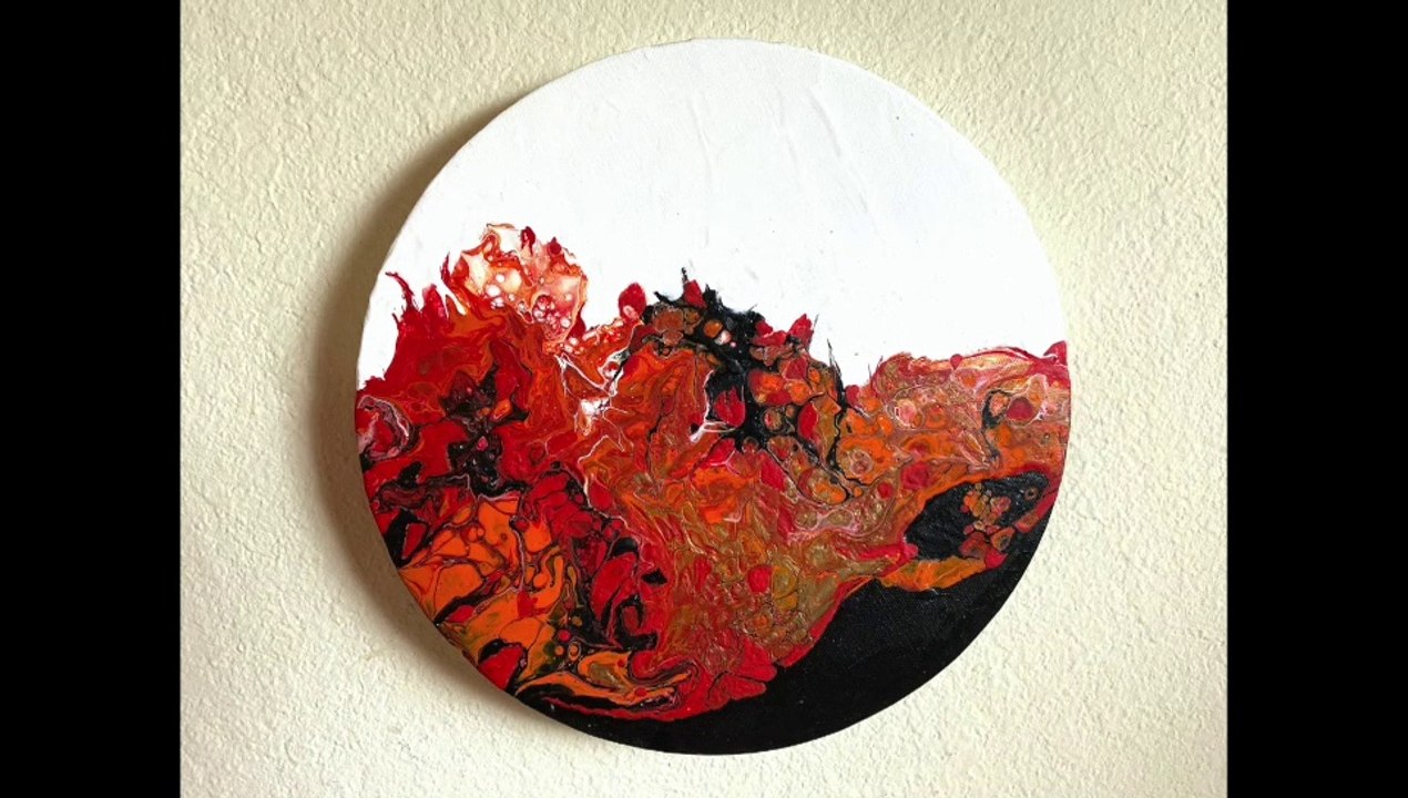 Abstract Acrylic Pour on round canvas