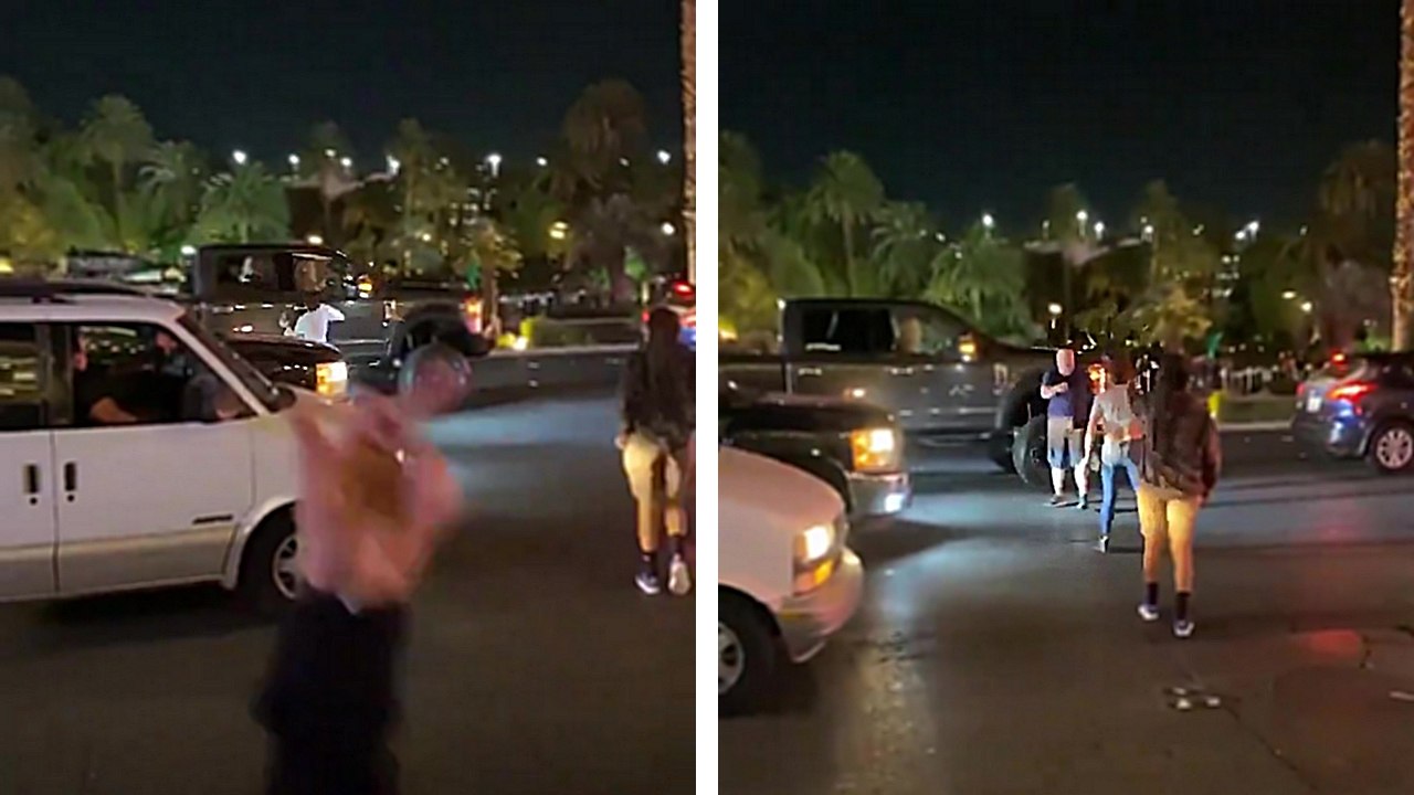 Un manifestant tape dans la vitre d'un opposant et se fait corriger