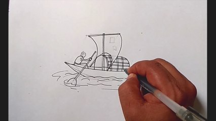 How to draw a Boat step by step for beginners