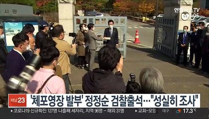 '체포영장 발부' 정정순 검찰출석…"성실히 조사"
