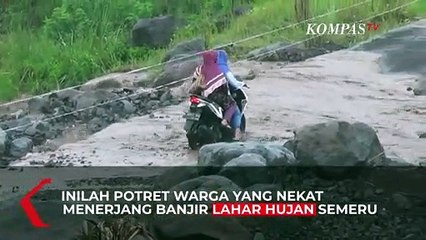 Nekat! Warga Terjang Banjir Lahar Hujan Gunung Semeru