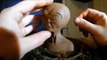 Sculptor Sculpts Clay to Make Alien's Sculpture