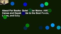 About For Books  Quiet Water Maine: AMC's Canoe and Kayak Guide to the Best Ponds, Lakes, and Easy