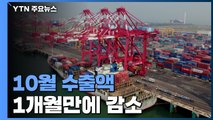 10월 수출액, 1개월만에 감소...무역흑자 6개월 지속 / YTN