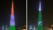 Pakistani & Indian Flags Displayed on Burj Khalifa Dubai - August 2019