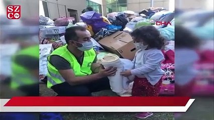 4 yaşındaki minik çocuk, battaniyesini depremzedelere verdi