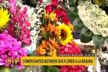 Comerciantes tiran flores a la basura tras cierre de cementerios en Lima