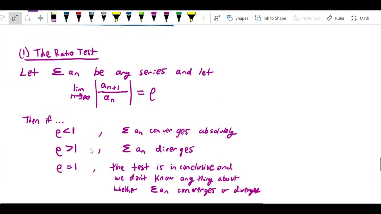 Absolute convergence, ratio and root tests - Ratio and root tests explanation