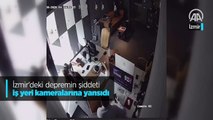 İzmir'deki depremin şiddeti iş yeri kameralarına yansıdı