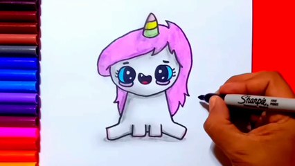How to draw a cute unicorn easy | Zed cute drawings