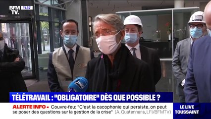 Élisabeth Borne rappelle que le télétravail, "c'est la règle"