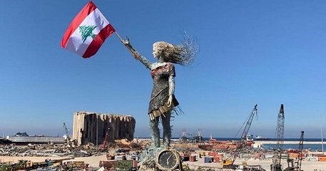 Beyrouth : une sculpture créée à partir des débris de l'explosion a été installée sur le port