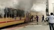Fire breaks out in stationary train coaches at the Medchal railway station