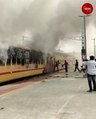 Fire breaks out in stationary train coaches at the Medchal railway station