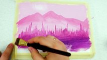 Easy Painting Acrylics Pink Landscape _ Relaxing Demo _ Daily Art Therapy