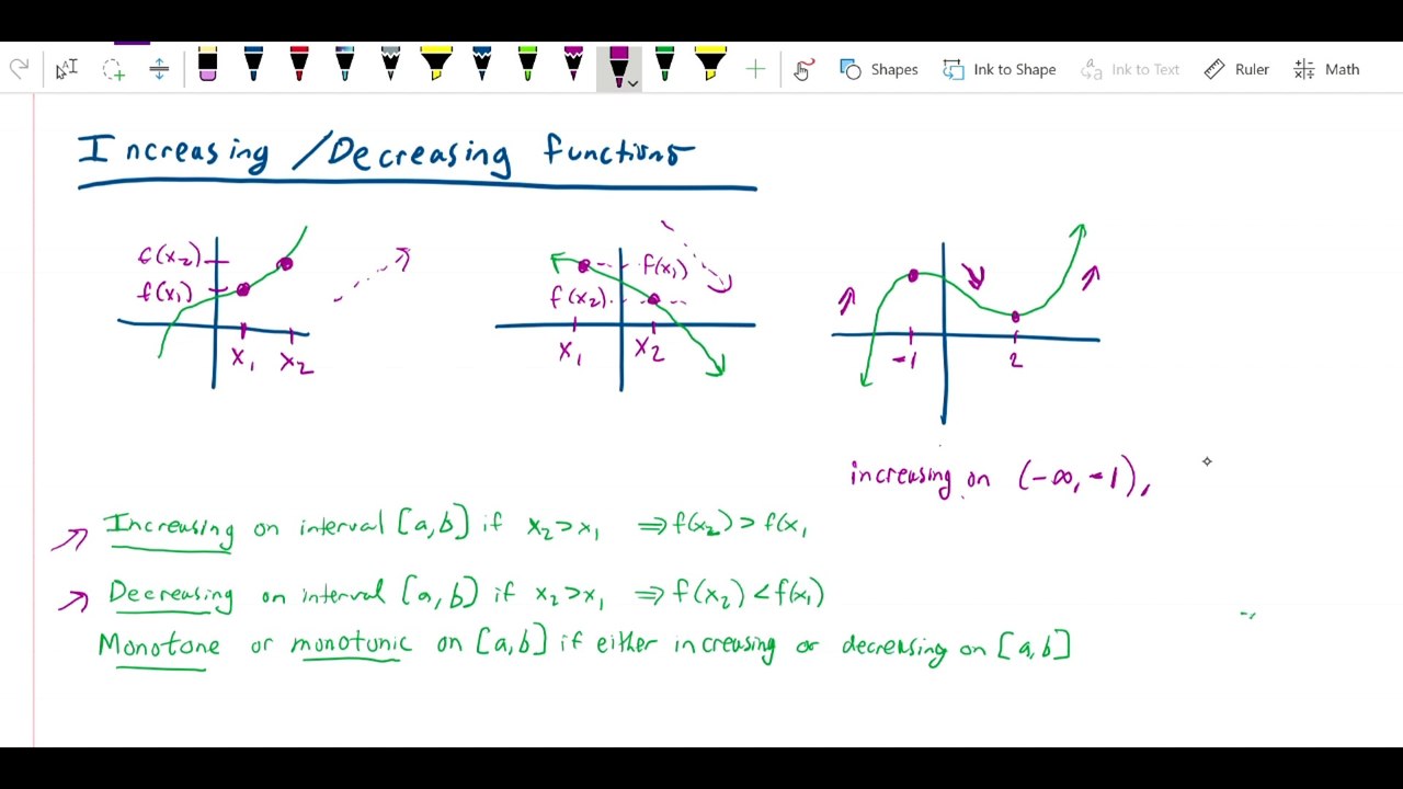 Math 151 Pre-calc1 - increasing and decreasing