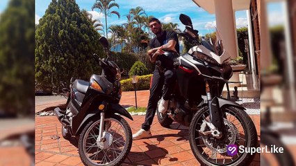 Emocionado, Mateo Carvajal exhibió la espectacular moto que compró