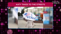 Katy Perry Hits the Streets Dressed as 'I Voted' Sticker to Encourage Voter Turnout