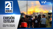 Noticias Ecuador: Noticiero 24 Horas  03/11/2020 (Emisión Estelar )