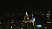 Nueva York ilumina sus edificios durante la noche electoral
